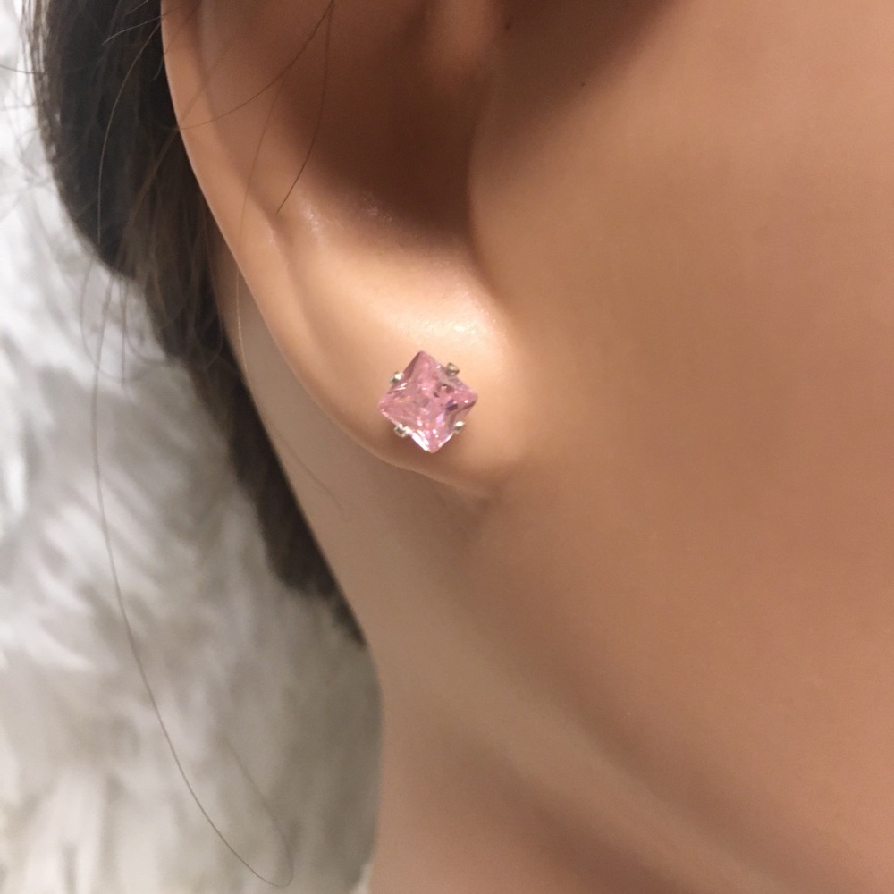 Austrian Crystal Pink Square Earrings
